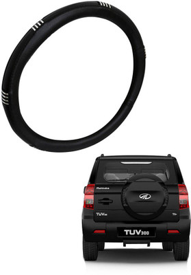 AYW Steering Cover For Mahindra TUV-300(Chrome, Black, Leather)