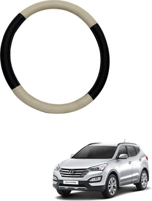 MATIES Steering Cover For Hyundai Universal For Car(Beige Black, Leatherite)