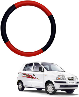 AYW Steering Cover For Hyundai Santro Xing(Red, Black, Leather)