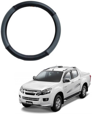 MATIES Steering Cover For Isuzu Universal For Car(Grey Black, Leatherite)