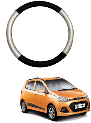 AYW Steering Cover For Hyundai Grand i10(Silver, Black, Leather)