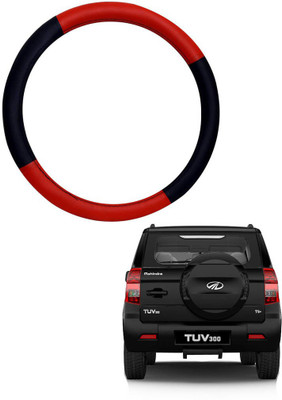 AYW Steering Cover For Mahindra TUV-300(Red, Black, Leather)
