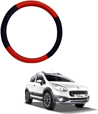 MATIES Steering Cover For Fiat Universal For Car(Red Black, Leatherite)