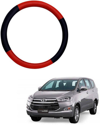 MATIES Steering Cover For Toyota Universal For Car(Red Black, Leatherite)