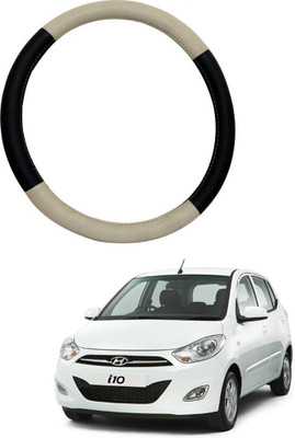 MATIES Steering Cover For Hyundai Universal For Car(Beige Black, Leatherite)