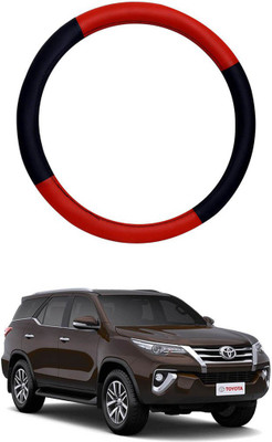 MATIES Steering Cover For Toyota Universal For Car(Red Black, Leatherite)