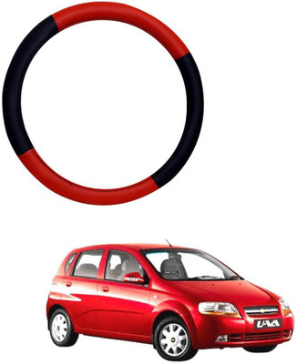 MATIES Steering Cover For Chevrolet Universal For Car(Red Black, Leatherite)