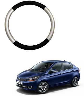 MATIES Steering Cover For Tata Universal For Car(Silver Black, Leatherite)