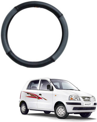 MATIES Steering Cover For Hyundai Universal For Car(Grey Black, Leatherite)