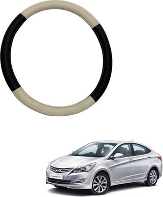 MATIES Steering Cover For Universal For Car Universal For Car(Beige Black, Leatherite)