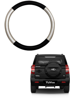 AYW Steering Cover For Mahindra TUV-300(Silver, Black, Leather)