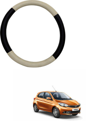 MATIES Steering Cover For Tata Universal For Car(Beige Black, Leatherite)