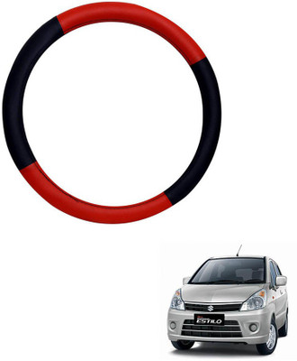 MATIES Steering Cover For Maruti Universal For Car(Red Black, Leatherite)