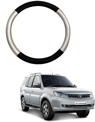 MATIES Steering Cover For Tata Universal For Car(Silver Black, Leatherite)
