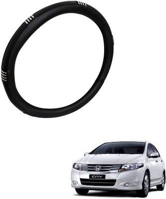 AYW Steering Cover For Honda City(Chrome, Black, Leather)