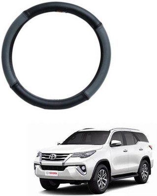 MATIES Steering Cover For Toyota Universal For Car(Grey Black, Leatherite)