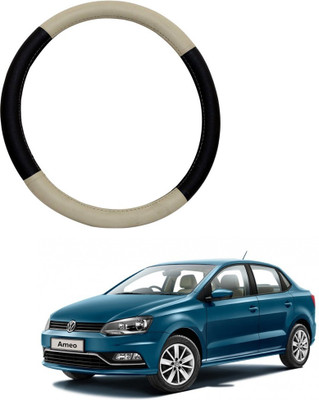 MATIES Steering Cover For Volkswagen Universal For Car(Beige Brown, Leatherite)