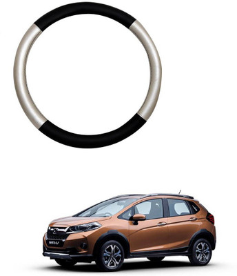 MATIES Steering Cover For Honda Universal For Car(Silver Black, Leatherite)