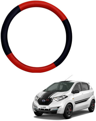 MATIES Steering Cover For Datsun Universal For Car(Red Black, Leatherite)