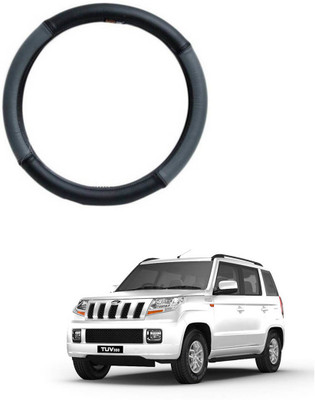 AYW Steering Cover For Mahindra TUV-300(Grey, Black, Leather)