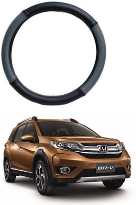 MATIES Steering Cover For Honda Universal For Car(Grey Black, Leatherite)