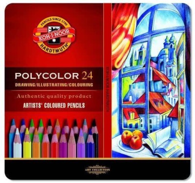 KOHINOOR Polycolor Artist's Coloured Pencils Hexagonal Shaped Color Pencils(Set of 24, Assorted - Set of 24 in Tin Box)
