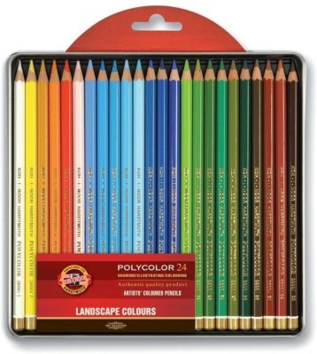 KOHINOOR Polycolor Artist's Coloured Pencils Hexagonal Shaped Color Pencils(Set of 24, Landscape - Set of 24 in Tin Box)