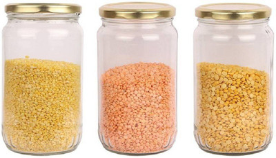 Machak Glass Grocery Container  - 1000 ml(Pack of 3, Clear)