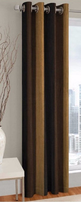 Styletex 151 cm (5 ft) Window Polyester Semi Transparent Curtain Single Curtain(Brown, Striped)