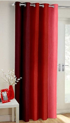 Styletex 151 cm (5 ft) Polyester Semi Transparent Window Curtain Single Curtain(Striped, Red)