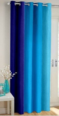 Styletex 151 cm (5 ft) Polyester Semi Transparent Window Curtain Single Curtain(Striped, Blue)