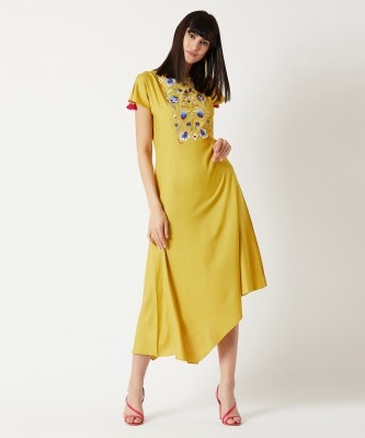 Miss Chase Women Asymmetric Yellow Dress