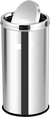 Mofna Mofna Stainless Steel Swing Dust Bin, Garbage Bin Trash can with Removable lid Round Shape Silver Color (Set of 1) Slim and Fingerprint-Proof Finish Diameter x Height- (8X12 Inch, 7Liter) Stainless Steel, Plastic Dustbin(Silver)