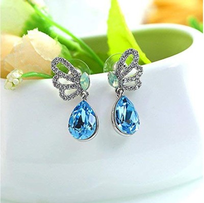 YELLOW CHIMES Splendid Collection A5 Grade Crystals Butterfly Drop Earrings Crystal Metal Drops & Danglers