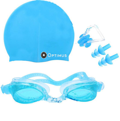 Optimus ÃÂ® Swimming Combo Kit-1 Swimming Cap 1 Swimming Goggle 1 Pair Ear-Plug & 1 Nose-Pin Swimming Kit