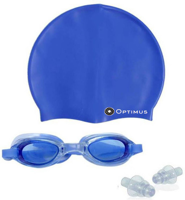 Optimus ÃÂ® Swimming Combo Kit-1 Swimming Cap 1 Swimming Goggle 1 Pair Ear-Plug & 1 Nose-Pin Swimming Kit
