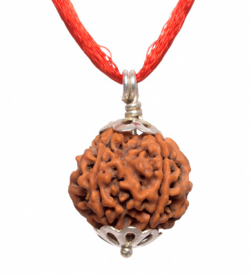 Parashara ARKAM Silver Capped Five Mukhi Rudraksha / Original Nepali 5 Mukhi Rudraksha with Silver Pendant and detailed Puja and wearing instructions Wood