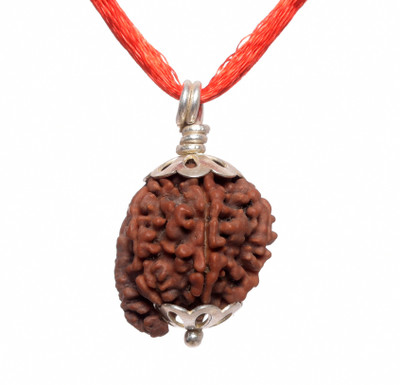 Parashara ARKAM Silver Capped Ganesh Rudraksha / Original Nepali Ganesh Rudraksha with Silver Pendant and detailed Puja and wearing instructions Wood Pendant