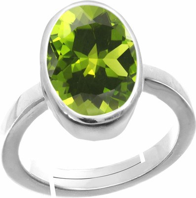 CHIRAG GEMS 8.25 Carat 9 Ratti Natural Peridot Stone Rashi Silver Peridot Silver Plated Ring