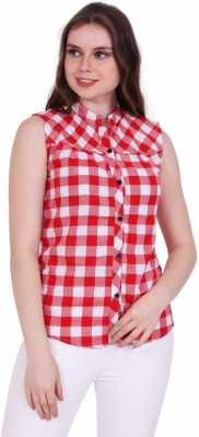 Rafflesia Tolpis Women Checkered Casual Red, White Shirt