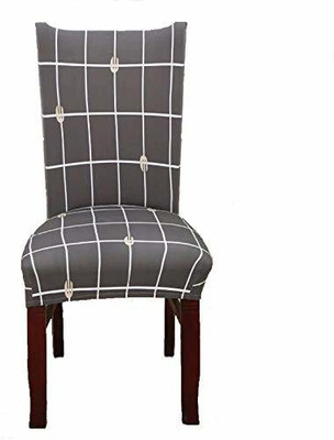 HOUSE OF QUIRK Polyester Checkered 1 Seater Chair Cover(Grey Pack of 1)