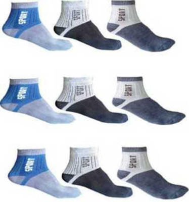 RAJAVI Men & Women Color Block Ankle Length(Pack of 9)