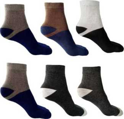 RAJAVI Men Color Block Ankle Length(Pack of 6)