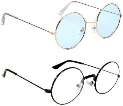 Elligator Round Sunglasses(For Men & Women, Clear, Blue)