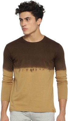 CAMPUS SUTRA Self Design Men Round Neck Beige T-Shirt