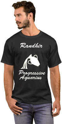 GNS Printed Men Round Neck Black T-Shirt