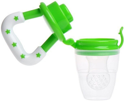 smilykid Baby Fruit nibbler with rattle and Feeding bottle with spoon for kids Teether and Feeder(Green)