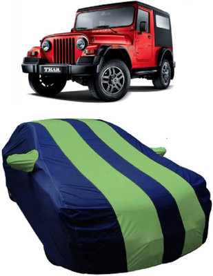 MoTRoX Car Cover For Mahindra Thar (With Mirror Pockets)(Blue, Green)
