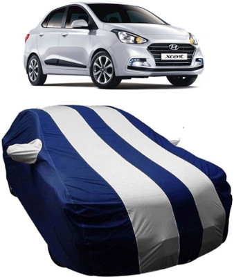 MoTRoX Car Cover For Hyundai Xcent (With Mirror Pockets)(Blue, White)