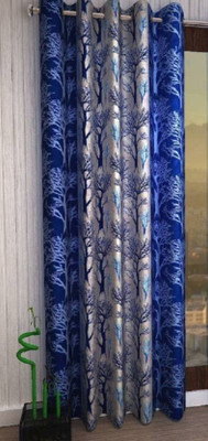 Styletex 151 cm (5 ft) Polyester Semi Transparent Window Curtain Single Curtain(Printed, Blue)